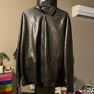 Mens Leather Polo Jacket